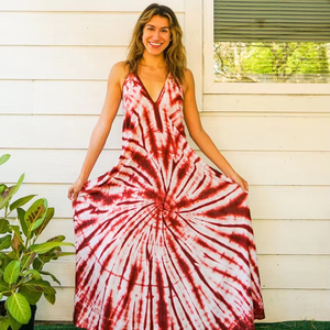 Colección de verano Elegante Tie-Dye Long Maxi Dress Mangas Elegante Beach Look Spaghetti Strips Sweet Sun Style Precios al por mayor - Product Image 1