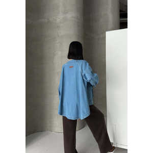 Chaqueta vaquera larga para mujer con cuello de terciopelo - Product Image 5