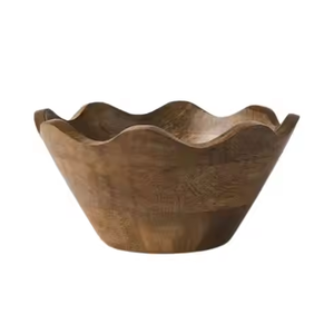 Bol en bois écologique classique pour pâtes, salades de légumes, riz - poli - 6 à 10 pièces - Crescent Crafts - Utilisation à la maison et pour les fêtes - Product Image 1