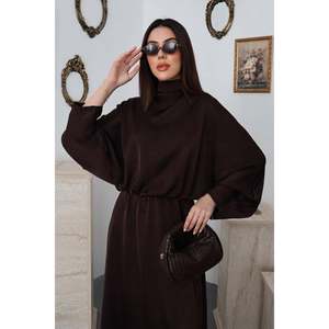 Vestido de Satén Jacquard Marrón - Marrón - Product Image 3