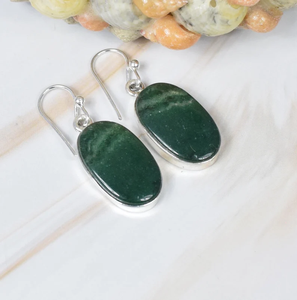 Prix de gros Boucle d'oreille crochet en argent sterling 925 fait à la main forme ovale grande pierre Style classique cadeau d'anniversaire - Product Image 2