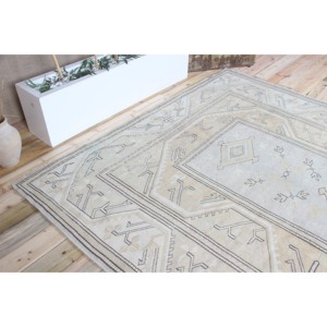 Tapis vintage, grand tapis turc de 8x11,7 pieds, tapis en laine géométrique vert - Product Image 5