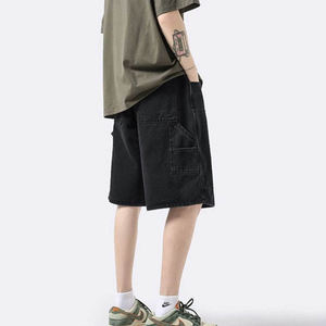 Denim Street Style Vintage Washed Solid Jean Shorts Casual Shorts Custom <b>Jorts</b> Men's Denim <b>Baggy</b> Oversized Denim Pants - Product Image 6