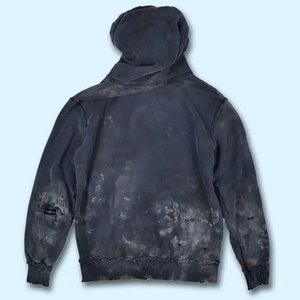 Sudadera con capucha rasgada lavada vintage de algodón 100% personalizada de fábrica para hombre, ropa de calle a la moda, Sudadera con capucha salpicada con logotipo personalizado, Sudadera con capucha desgastada - Product Image 2