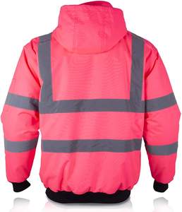 Veste de sécurité réfléchissante à capuche ample pour l'hiver, haute visibilité, pour le travail en extérieur, avec logo frontal – Grande Vente - Product Image 2