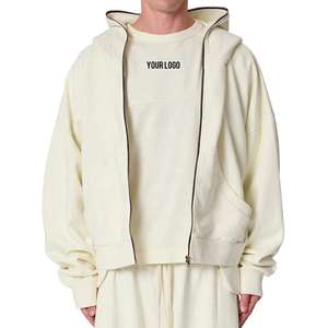 Sudadera con capucha y cremallera completa al por mayor, personalizable, de algodón French Terry de 400 g/m² de alto gramaje, estilo oversize y streetwear. - Product Image 1