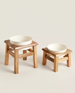 Bol à nourriture pour chien jetable en bois moderne avec support par QMRF HANDICRFTS - Product Image 5