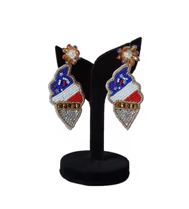 High on Demand Beaded Fashion Jewelry Earrings <b>Flower</b> Shaped Dangle for Party and Events for Sale Premium Quality Product - Product Image 4