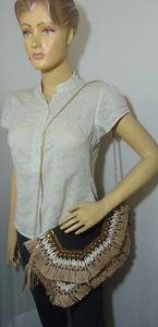 Sac bandoulière vintage bohème en coton ethnique fait à la main pour femmes, pochette messager à fermeture éclair à la mode, sac à bandoulière portable de grande capacité - Product Image 2