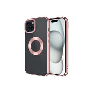 Coque de protection en silicone rose doré de luxe pour objectif d'appareil photo MSCS Omega, compatible avec iPhone 15 11Pro 8Plus - Style silicone souple - Product Image 1