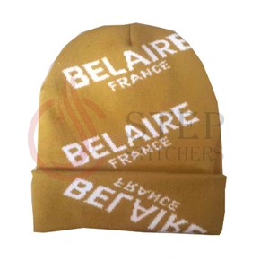 Green Knit Beanie Hat with Leather Patch Unisex <b>Winter</b> <b>Cap</b> Casual Style Adult Size 56-58CM - Product Image 3
