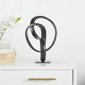 Sculpture décorative abstraite en métal aluminium Décoration intérieure Sculpture polie moderne Statue en aluminium abstrait gris foncé aluminium - Product Image 1