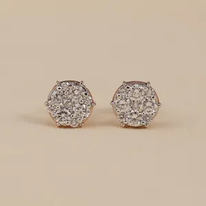 Pendientes de Diamantes Cultivados en Laboratorio, Diseño de Aro Chapado en Oro sobre Plata de Ley, Acabado en Oro Blanco, Rosa y Amarillo, Claridad VS1 - Product Image 6