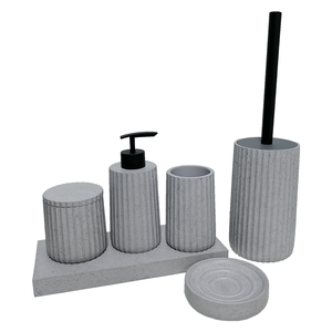 Nordic Eco-Friendly Resin 6-Piece Bathroom <b>Set</b> with <b>Soap</b> Dispenser Minimalist Home Decor - Product Image 1