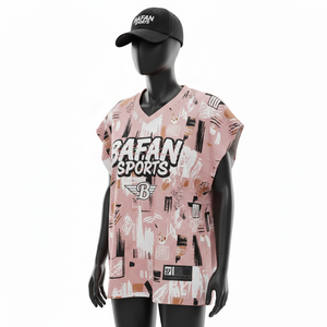 Maillot de basket-ball pour femmes, léger, respirant, en maille de polyester, 145 GSM, design abstrait rose, sublimation, logo personnalisé, coton - Product Image 4