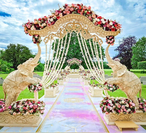 Grand Maharaja สไตล์งานแต่งงาน Mandap ชิคาโกที่น่าตื่นตาตื่นใจ Grand Dhanush Wedding Mandap UK ที่สวยงามไฟเบอร์ตกแต่ง mandap มาเลเซีย - Product Image 3