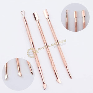 เครื่องมือดันหนังบนเล็บแบบสองด้านสีโรสโกลด์สแตนเลสสตีลออกแบบมาเพื่อทำความสะอาดและเสริมสุขภาพเล็บ - Product Image 4