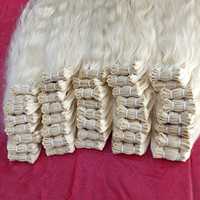 Cheveux Indiens Blonds Naturels 100% Vierge Remy, Lots de Mèches Double Trame Blanchies à la Machine avec Cuticules Alignées, Sans Chute ni Enchevêtrement