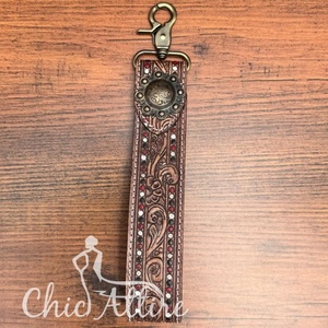 สายคล้องข้อมือแบบตะวันตกสายคล้องข้อมือหนังแท้พวงกุญแจหนังวัวพร้อมสายคล้องข้อมือ - Product Image 1