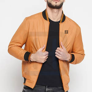 Diseño de logotipo personalizable Chaqueta de bombardero ligera para hombre Cuello alto Estilo callejero Tela de lona para el servicio del OEM del invierno - Product Image 3