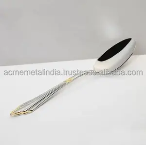 Ensemble de couverts de qualité exclusive couverts argenterie en acier inoxydable avec manche émaillé noir et gris ensemble de cuillères élégantes - Product Image 5