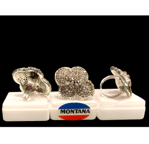 Elegante anillo de diamante americano con diseño floral único Chapado en plata para mujer, perfecto para bodas, fiestas, uso diario y ocasiones - Product Image 1