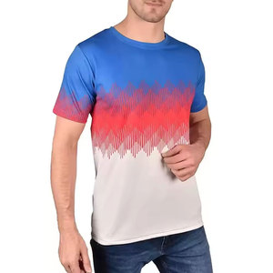 Camiseta de Hombre Sublimada de Manga Corta con Patrón Geométrico, Color Degradado, Cuello Redondo, Casual, de Secado Rápido, Corte Regular, 100% Poliéster - Product Image 3