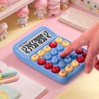 Calculatrice colorée 12 bits avec clavier sphérique silencieux Conception mignonne à piles pour l'apprentissage des sciences de bureau en plastique