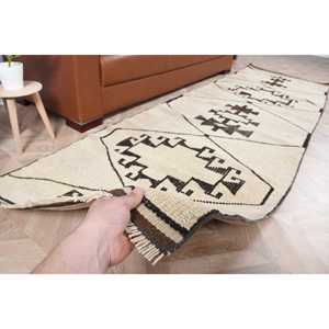 Alfombra de 3.1x10.1 pies, Alfombra Turca Vintage, Alfombra a Cuadros Marrón Herki - Product Image 3