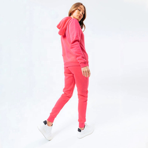 Ensemble de survêtement en molleton de coton épais unisexe, logo personnalisé, survêtement décontracté avec capuche unie, ensemble de jogging d'hiver pour femmes - Product Image 3