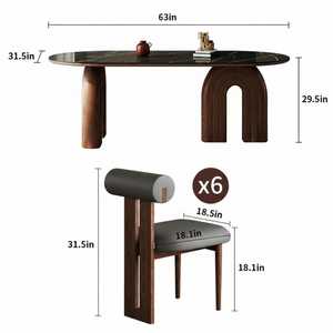 Ensemble de salle à manger élégant |   Cadre en bois massif naturel avec plateau en marbre |   Ensemble de table à manger en marbre, meubles de cuisine modernes et luxueux - Product Image 6
