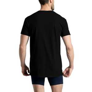 100% pur coton été haut de gamme marque hommes à manches courtes col rond style à la mode haut à manches mi-longues respirant T-shirt - Product Image 5