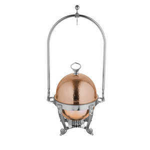 Présentoir de vaisselle au design martelé en cuivre en métal lourd pour les restaurants de restauration de service de cuisine d'hôtel - Product Image 4