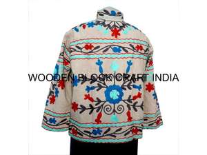 Handmade Suzani <b>Duck</b> Fabric Short Jacket Quilted Cotton Filled Breathable Winter Wear Coat For Women Gift Style Perfect Choicego - Product Image 5