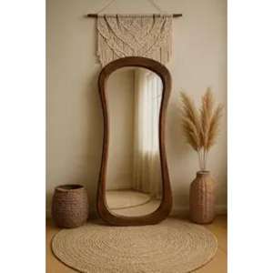 Elegant Design Acacia Wood Wall Mirror with Smooth Polish Natural Grain <b>Frame</b> Suitable for Living Room Hallway and Bedroom Decor - Product Image 3