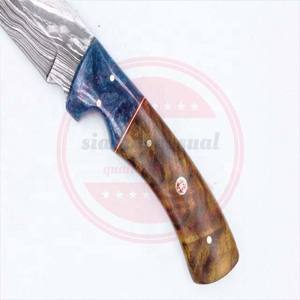 Cuchillo de caza de hoja fija, cuchillo desollador de acero de Damasco para acampar al aire libre, cuchillos desollados para acampar de espiga completa - Product Image 3