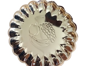 Plateau de service moderne en métal en laiton fabriqué à la main Design décoratif de taille personnalisée pour un usage domestique Collations Boissons Matériau en acier marbré - Product Image 4