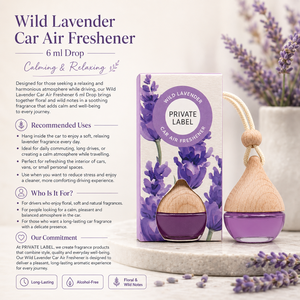 Ambientador para Auto con Aroma a Lavanda Silvestre, Marca Privada, 6ml, OEM |   Fragancia para Auto Sin Alcohol |   España UE - Product Image 3
