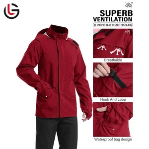Tenue imperméable en taffetas confortable pour hommes et femmes Col à capuche Résistance à l'eau Ventilation respirante avec logos personnalisés Tendance - Product Image 1