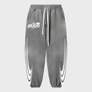 Ropa de calle de alta calidad impresión personalizada Logo hombre lavado ácido pantalones de chándal hombres pantalones de chándal holgados - Product Image 3
