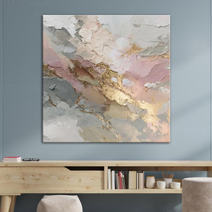 Gold Accents <b>Canvas</b> Textured Acrylic Still Life <b>Abstract</b> Hand Painted Modern Wall Decor Artwork - Product Image 1