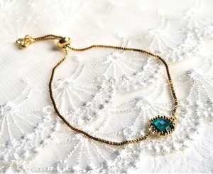 Emerald Green Dainty <b>Bracelet</b> Adjustable Sliding <b>Birthstone</b> May Gift 925 Sterling Silver 14k Gold Plated Bridesmaid - Product Image 1