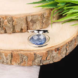 Anillo fino de Plata de Ley 925 con forma de marquesa romántica con piedra preciosa de tanzanita IGI certificado chapado en rodio oro amarillo - Product Image 4