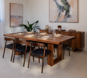 Table à manger en bois d'acacia massif |   Meubles de salle à manger modernes écologiques faits à la main assemblés - Product Image 1