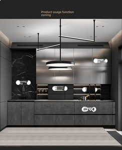 Set Moderno Nero Compatto per Appartamenti: <span class=keywords><strong>Suite</strong></span> di Mobili da Cucina Salvaspazio con Bar per Colazione - Product Image 4