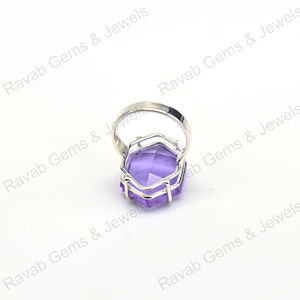 Anillo Vintage de Plata de Ley 925 de Alta Calidad, Chapado en Oro, con Amatista Morada, Corte Hexagonal, para Mujer, con Engaste de Bisel, para Fiesta - Product Image 2