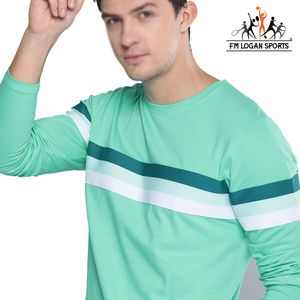เสื้อยืดสำหรับผู้ชาย,เสื้อยืดแขนยาวผ้าฝ้ายแบบเรียบสไตล์ใหม่ผลิตจากปากีสถานโดย FM LOGAN SPORTS - Product Image 3