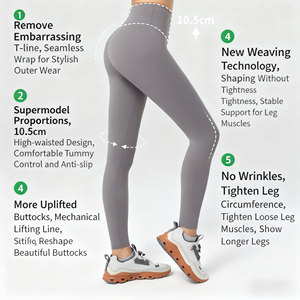 Pantalones de Yoga de Punto con Costuras de Cintura Alta para Mujer al por Mayor - Leggings de Gimnasio Delgados de Secado Rápido y Largo Completo ODM - Product Image 3