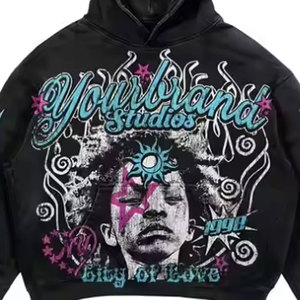 Custom DTF DTG Rhinestone Impreso Sudadera con capucha para los hombres Streetwear Oversized Fashion Pullover Hoodie Factory Wholesale - Product Image 6