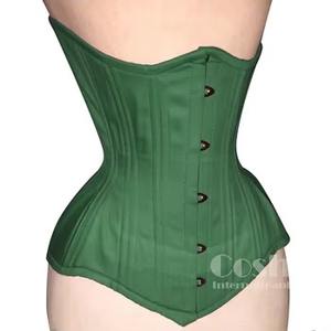 Extreme Curvy Fashion & Fitness Wear Cotton <b>Corset</b>, Adjustable <b>Back</b> Laces <b>Corset</b> | Mode & Fitnesskleding Groen katoenen korset - Product Image 1